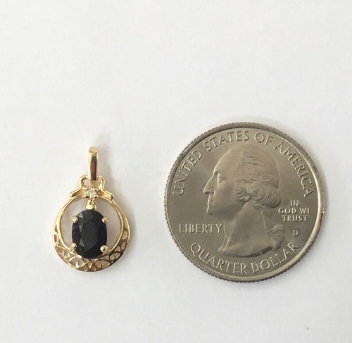 Genuine Blue Sapphire Precious Stone & Diamond 14K Solid Gold Pendants NEW - 第 15/15 張圖片