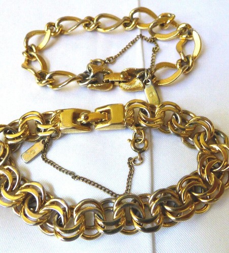 VTG RETRO LOT OF 2 MONET GOLD TONE LINK 