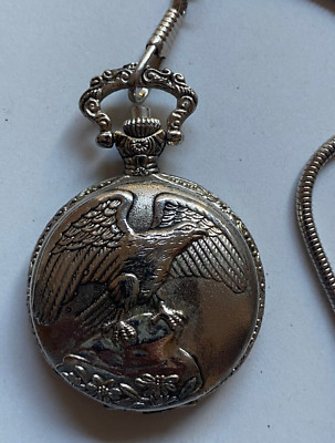 Mani - Taschenuhr Herren mit Adler-Emblem  - Handaufzug - Werk  läuft