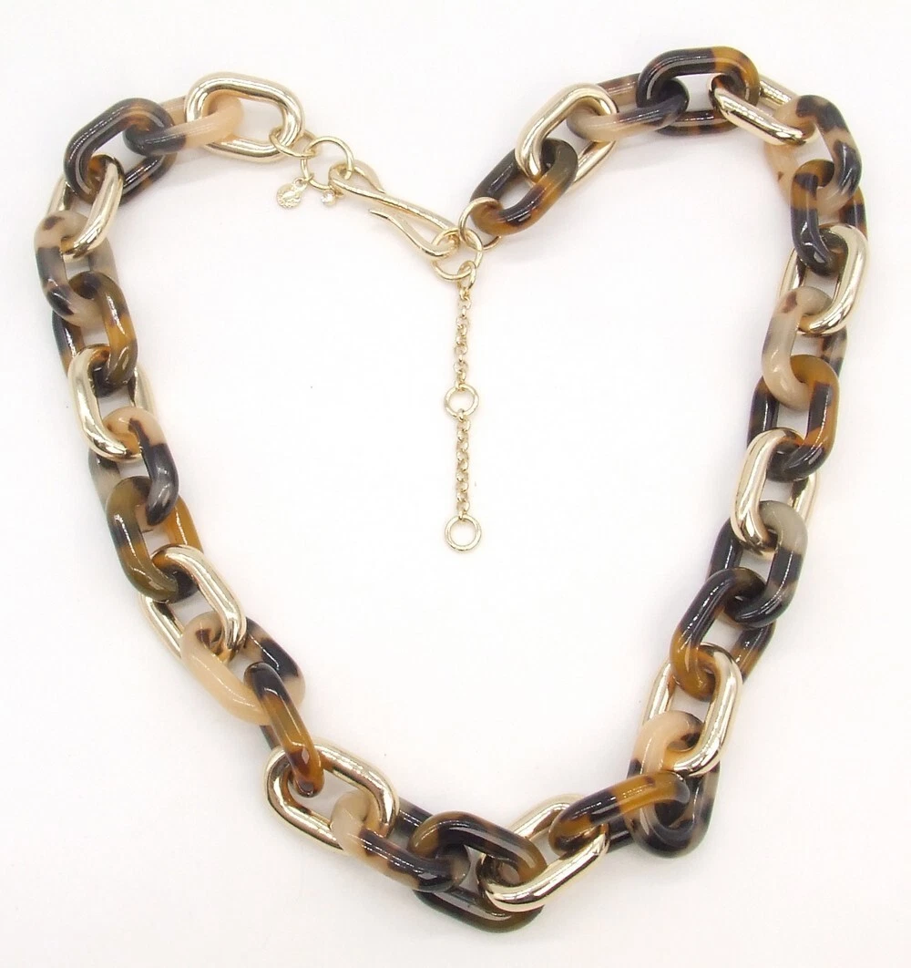 Long tortoise shell link necklace sale