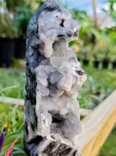Raw Druzy Geode Black Sphalerite Tower Crystal Mineral Specimen Home Decor