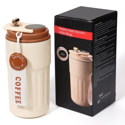 Vacuum Coffee Cup Stainless Steel Mug LED Display Leak-proof Travel Thermal Mug