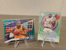 (2) Card LOT 2020-21 LeBron James Mosaic Give & Go Green Prizm, Mystique Emerald