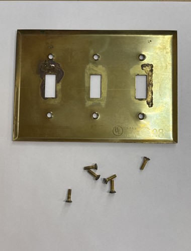 Brass Light Switch Plates Polished Brass Triple - Picture 5 of 5