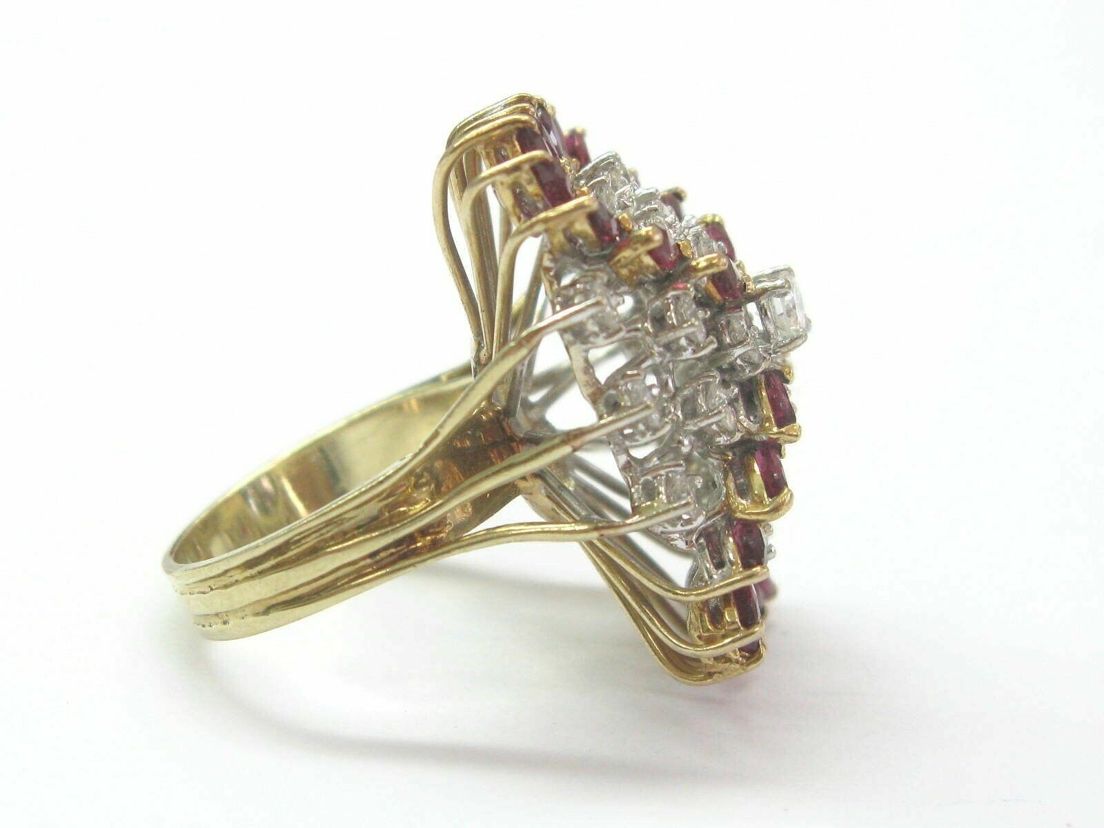 Round Cut Lab-Created Ruby Cocktail Engagement Ring 14K Yellow Gold ...