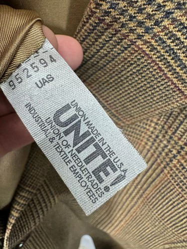 NWOT Austin Reed 48R Brown Glen Plaid Wool Coat Elbow Patches Bi-swing Back USA - Picture 14 of 15