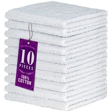 10 Pack 100 Cotton Wash Cloth Luxurious Soft 12 x 12 inch Ultra Absorbent Ma...