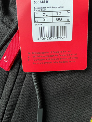 PUMA BLACK OFFICIAL FERRARI F1 RACE HOODIE SWEATSHIRT JACKET - XL - NEW & TAGS - Picture 8 of 18