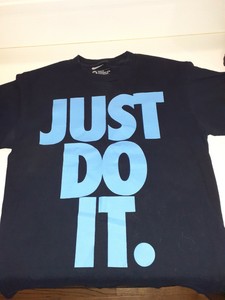 blue nike just do it shirt