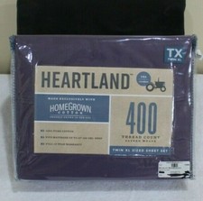 Heartland Twin XL Sheet Set 400 Thread Count Flat, Fitted  Pillowcase College