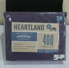 Heartland Twin XL Sheet Set 400 Thread Count Flat, Fitted & Pillowcase College