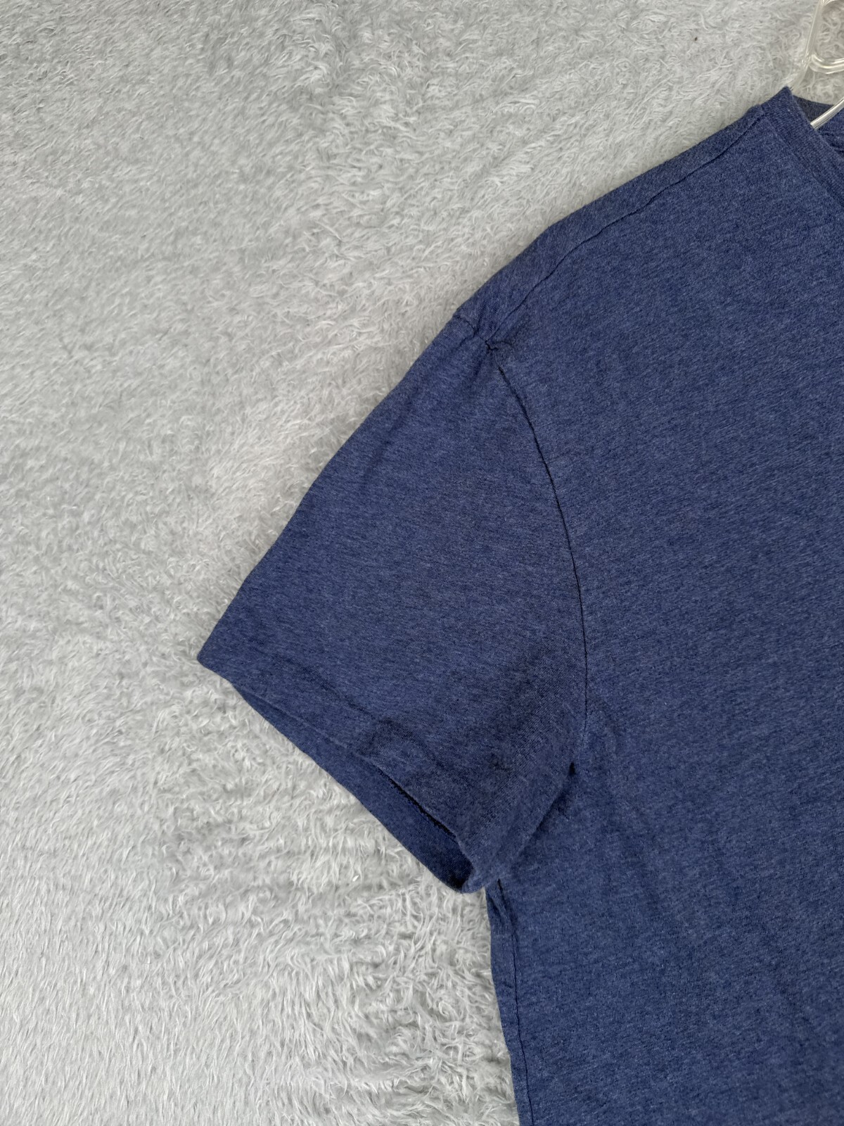 Polo Ralph Lauren camicia uomo grande blu manica corta scollo a V cotone pony *