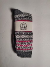 b studio -women's socks - Gray- Cashmere Blend - Made in USA **H4**