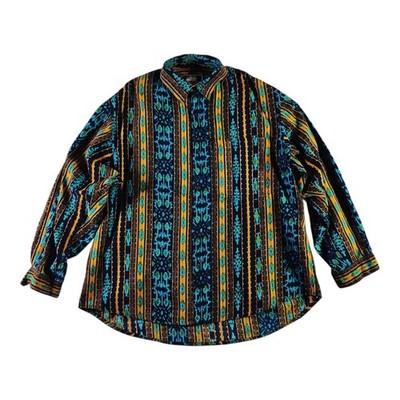 Vintage 90s Terranova Abstract Heavy Woven Shirt Medium Baggy European Bohemian