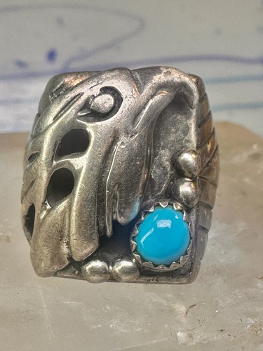 Navajo ring eagle band turquoise size 11 sterling silver women mensigned w logo