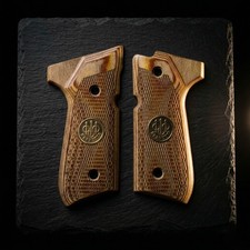 Beretta 92fs Wood Grips M9 92 96 Laminated Hardwood Checkered Medallion Screws