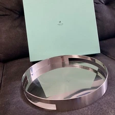 Ercuis Quadra Stainless Steel 14" Dia. Round Serving Tray w/Handles