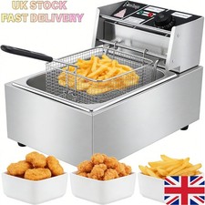 Commercial 2500W Deep Fryer Electric, 10L Tank Stainless Steel with Basket UK