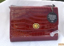 Samantha Brown Luggage To-Go Croco Wallet Crossbody Travel Bag~ Burgundy