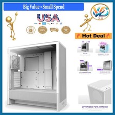 H5 Flow 2024 White ATX Mid-Tower Gaming Case with 2 Fans, Radiator Support