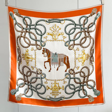 100 Mulberry Silk Scarf Bandana Square 88X88cm Blue totem print Women Wrap new