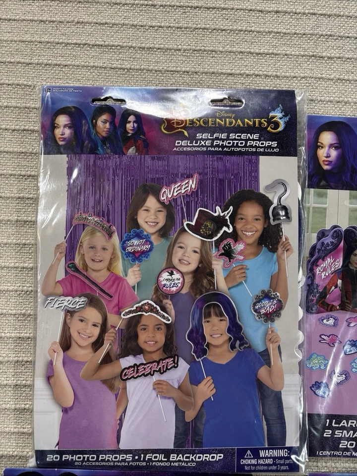 Descendants 3 Party Plates Photo Booth Centerpiece Bags Cake Pick Runner Hanging - Image 2 of 4