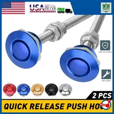 Universal 2x Button Push Quick Hood Release Bonnet Pins Lock Clips Bumper Latch