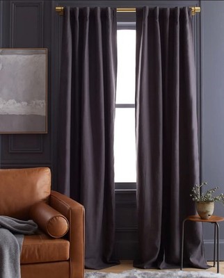Quince European Linen Room Darkening Curtains Storm TWO Panels 48  X 84 