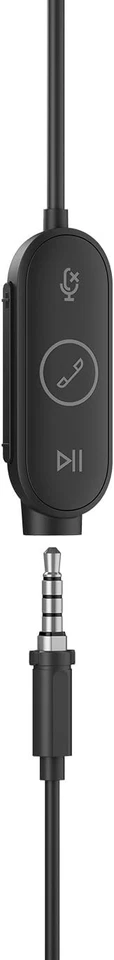 Logitech Zone Wired Studio Earbuds Headphones 16Ohm Stereo 20Hz-16 kHz Graphite - Image 4 of 4