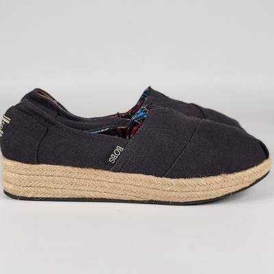 BOBS Skechers Womens Size 9.5 Black Espadrilles Wedge Arch Pillow Memory Foam