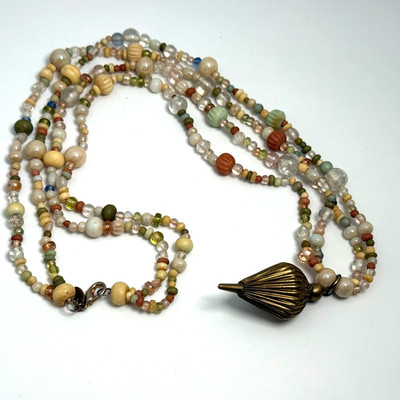 Halskette The Limited Long Beaded Doppelstrang Neutral Glas Materialmix