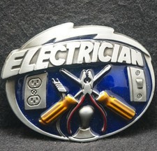 XF19104 NOS VINTAGE 2000s ELECTRICIAN BLUE COLLAR COMMEMORATIVE BELT BUCKLE