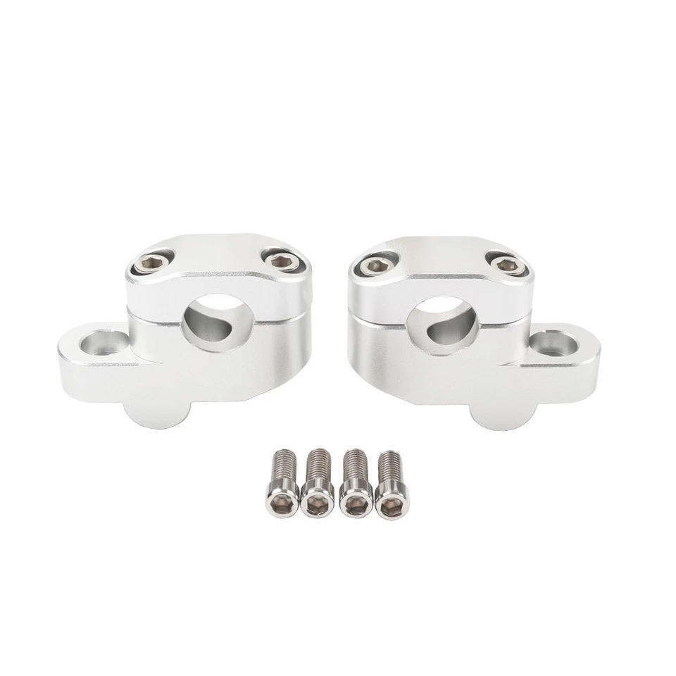 7/8" Offset Handlebar Clamp Mount Riser For Honda Suzuki Yamaha Kawasaki Silver - Image 2 of 4