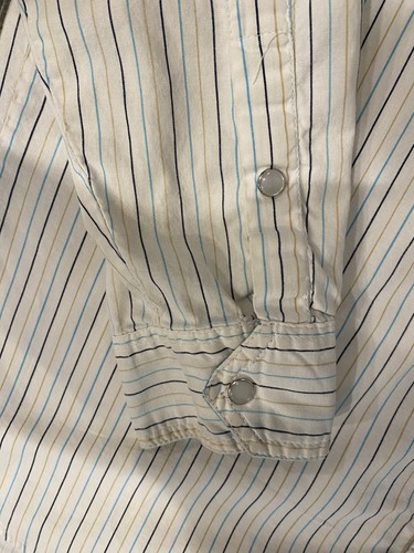 Vintage Express Rider Western Shirt Large White Cotton Pearl Snap Long Sleeves - Picture 3 of 5