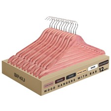 Quality Wooden Clothes Hangers, Solid Wood Suit  Coat Hangers with Pants Bar...