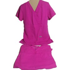 Lot Of 2 Grey's Anatomy Scrub Tops Hot Pink Women's Size Small