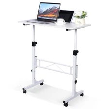 Standing Desk Adjustable Height, Mobile Stand Up Desk with Wheels Small Compu...