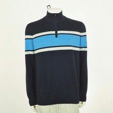 New Banana Republic Eco 1/4-Zip Pullover Sweater Mens XL Navy Blue Cotton Blend