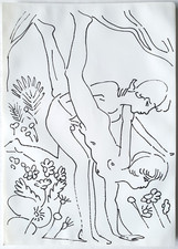 Zeichnung Federzeichnung Tinte Paar Akt Erotik Stellungen Edvard Frank Nachlass
