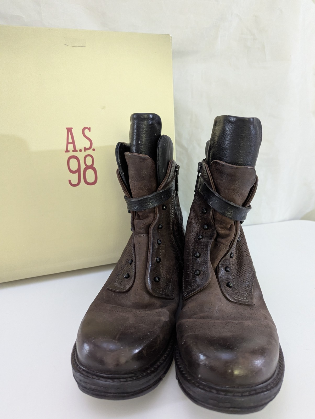 A.S. 98 Ankle Boots Booties 38 Chocolate Brown Victorian Look Original Box