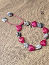 LOLA ROSE GORGEOUS PINK QUARTZ & PICASSO JASPER GEMSTONE HEART BRACELET - NWOT