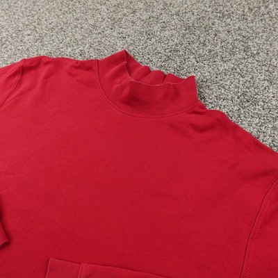 VTG LL Bean Shirt Mens L Red Mock Neck Long Sleeve Sweatshirt Outdoor HIking
