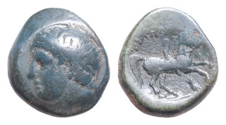 Kings of Macedon Philip II AE18mm. 6 6g 359 336 BC. Apollo Horseman