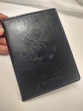 Black US Passport Cover Wallet Pass Port Case Card ATM ID Holder Travel