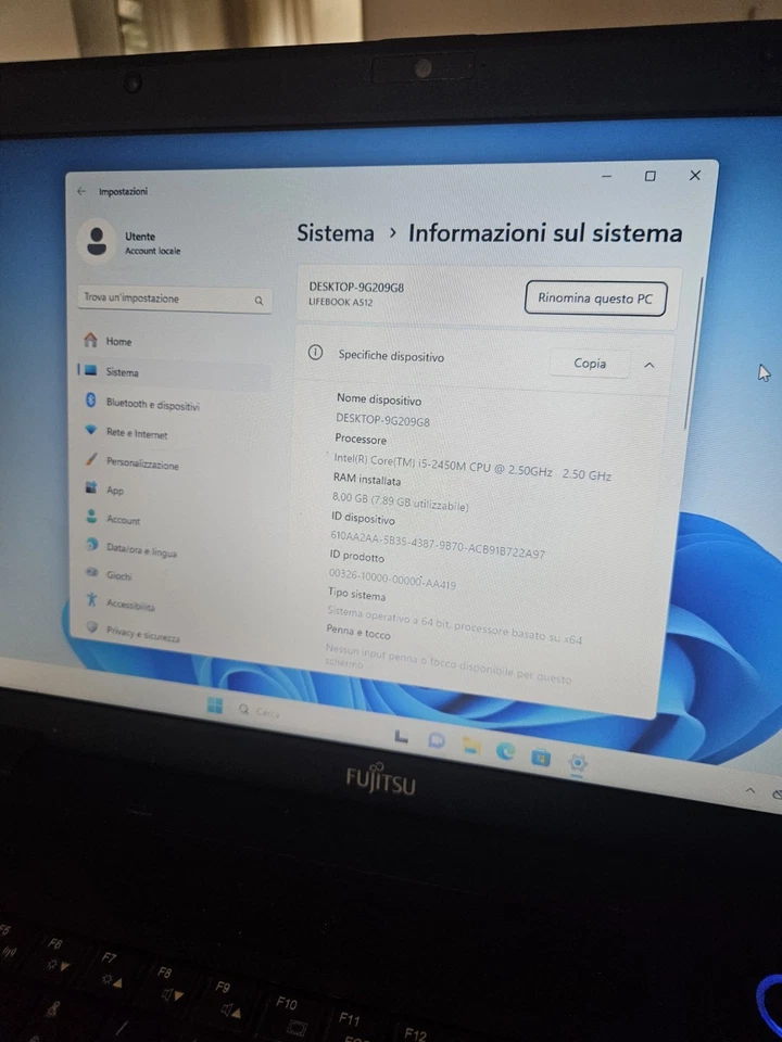 Notebook Fujitsu Lifebook A512 - Immagine 3 di 4