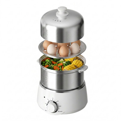 14-Egg Stainless Steel Electric Cooker with Timer & Auto Shut-Off