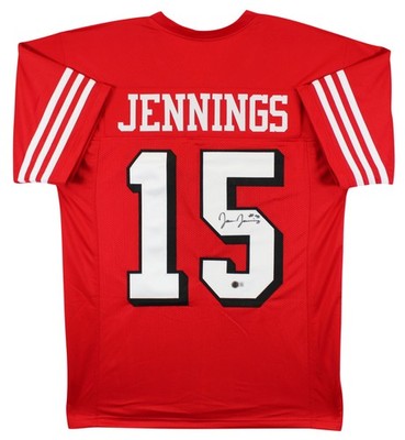 Jauan Jennings Authentic Signed Red Pro Style Jersey w/ Dropshadow