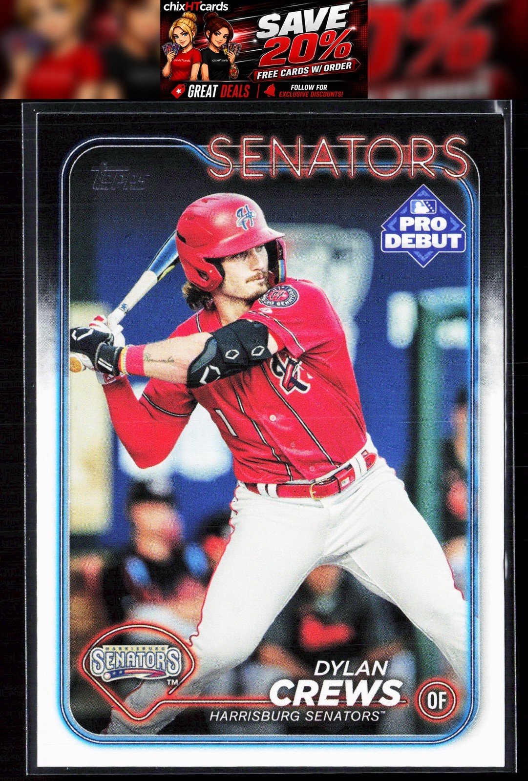 Dylan Crews 2024 Topps Pro Debut #PD-128 Harrisburg Senators