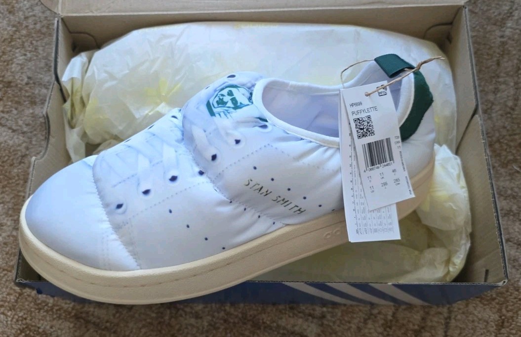 Adidas Originals Puffylette Stan Smith Shoes Cloud White Size UK 11 EU 46 New!