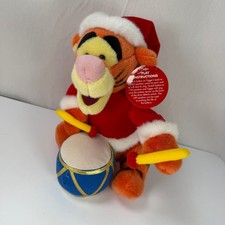 Disney Store Tigger Plush Stuffed Animal Santa Christmas Drummer Singing